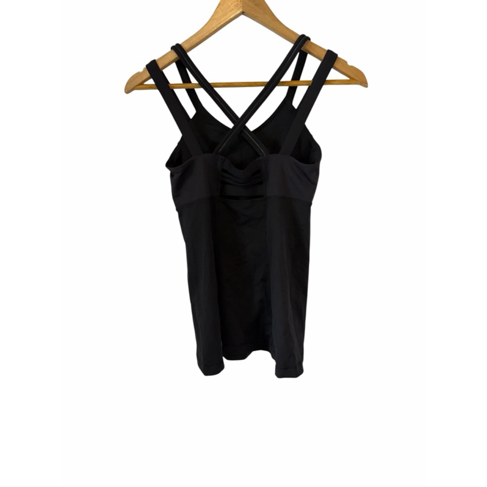 Lululemon Black Strappy Back Tank Top Built In Bra Athletic Yoga Size 4 6 - Picture 3 of 8